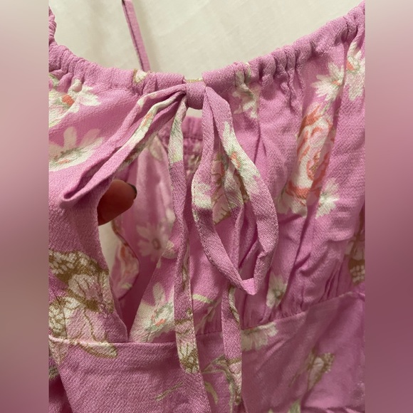 Womens 2X cropped tank top. Purple floral print - Picture 2 of 7